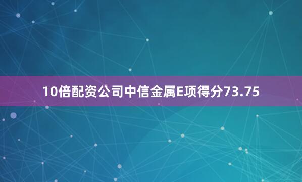 10倍配资公司中信金属E项得分73.75
